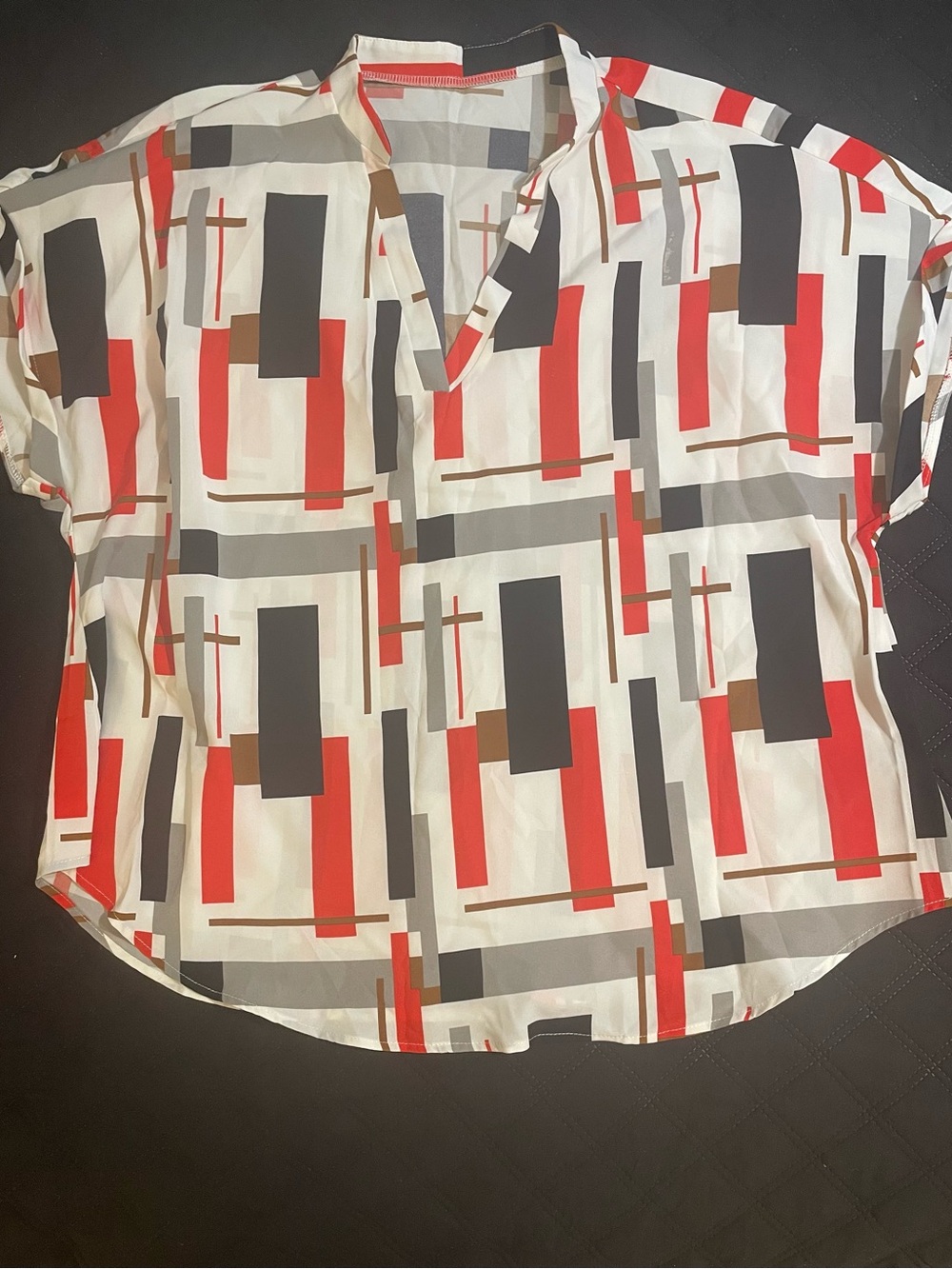 Shein - Geo Print Batwing Sleeve Blouse, Summer Size 1 X